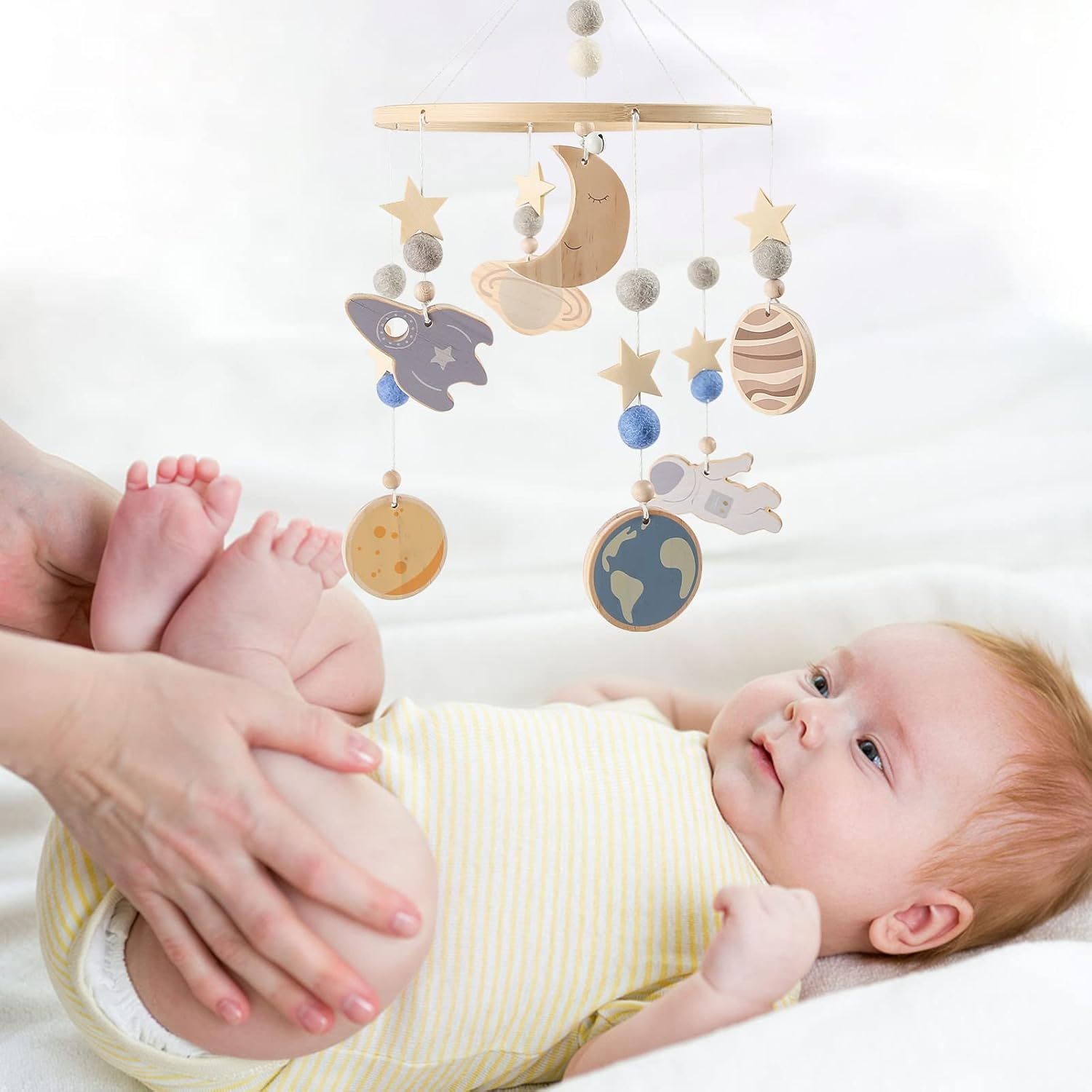 Mobile Baby Legno – Luna, Stelle e Pianeti – Ulysse Couleurs d'Enfance